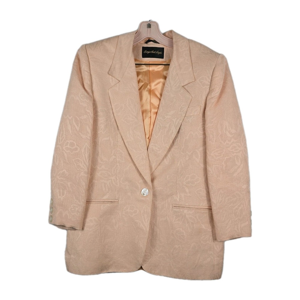 Giorgio Sant'Angelo Women's Size‎ 8 Linen One Button Blazer Pink
